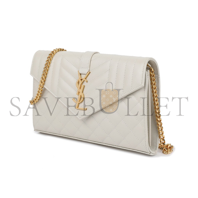 YSL ENVELOPE IN QUILTED GRAIN DE POUDRE EMBOSSED LEATHER 620280BOW919207 (22.5*14*4cm)